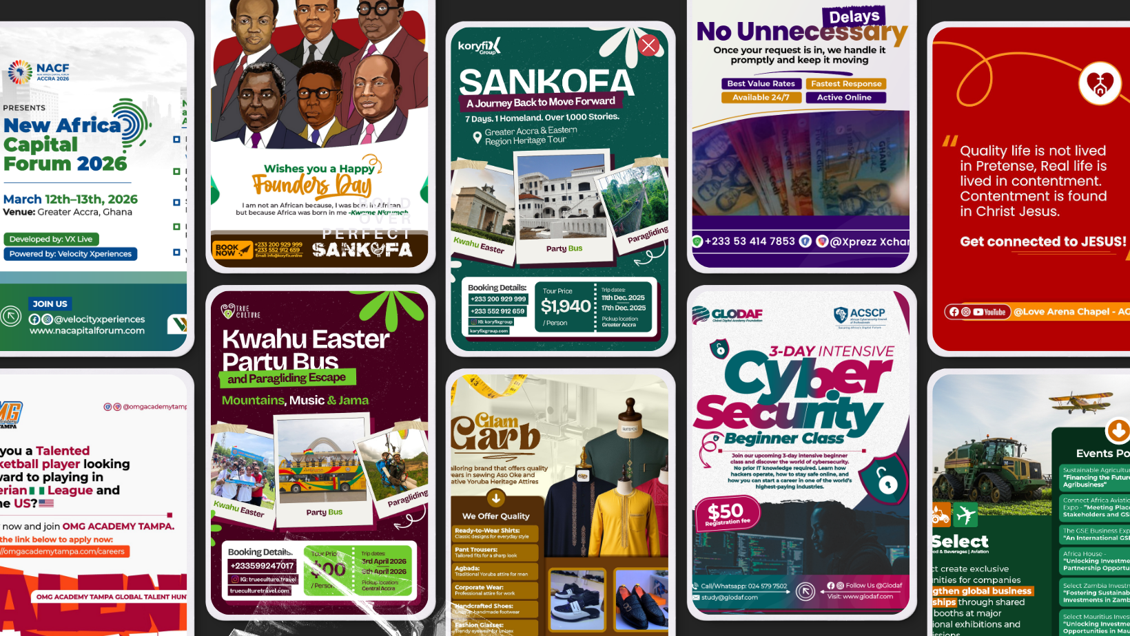 Black Orange Blue Bold Fashioin Modern Photo Collage Inspirational Quote Facebook Cover 1